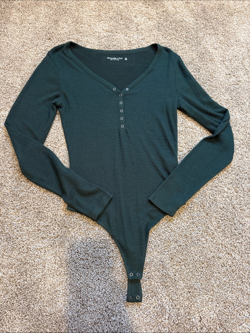 Abercrombie & Fitch Dark Green Long Sleeve Henley Bodysuit